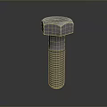 3D Rendered Hex Head Metal Bolt With Threaded Shank And Gray Background
