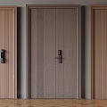 Middle ancient style flat open door middle ancient style solid wood anti-theft door intelligent door lock fingerprint password door 3d model