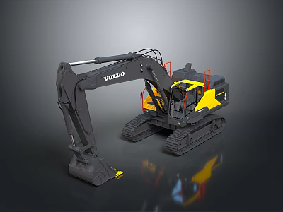Volvo Excavator Heavy Duty Construction Equipment With Arm And Bucket 3d model