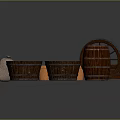 Rustic Wooden Household Storage Containers Including Barrels Buckets And Sack 3d model