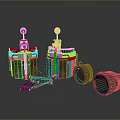 Two Cylindrical Mechanical Structures With Red Stripes Top Gauges And Black Circular Parts
