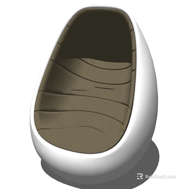 Egg Shaped Leisure Chair With White Exterior And Brown Striped Cushion 3d model 