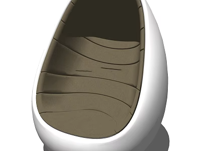 Egg Shaped Leisure Chair With White Exterior And Brown Striped Cushion 3d model