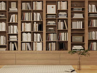 Antique Bookcase Entire Row of Bookcase American-style European-style Bookcase Study Bookcase Open Bookcase American-style Bookcase Ornaments Antique-style Ornaments 3d model