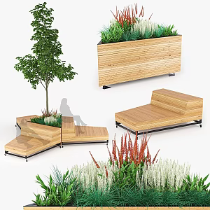 Modern Gardening Sick Tree Vase Shrub Bed Sheet Flower Bed 3d model