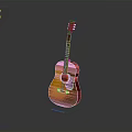 Vintage Acoustic Guitar Featuring Orange Brown Wooden Body And Steel Strings For Home Musical Life