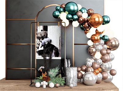 Modern Meichen Storage Rack Hanger Balloon Ornaments Hanging Paintings Side Stool Plants 3d model