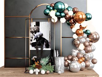 Modern Meichen Storage Rack Hanger Balloon Ornaments Hanging Paintings Side Stool Plants 3d model