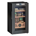 Modern Wine Cooler Cabinet With Glass Door Displaying Wine Bottles And Wooden Interior
