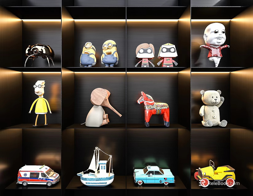Decorative Ornament Sets With Cartoon Characters Animal Figures And Vehicle Models 3d model 