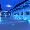 China Sichuan International Meat Industry Service Center Modern Interior with Blue Lighting and Figures