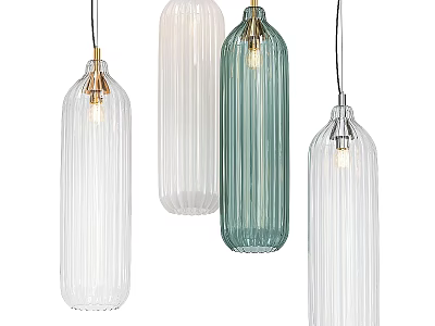 Modern Glass Pendant Lights With Striped Design And Various Colors For Interior Decor 3d model