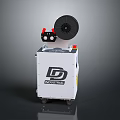 D INDUSTRIAL Mobile Industrial Equipment With White Body Black Reel Red Control Buttons And Wheels