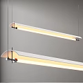 Modern Long LED Pendant Lights With Sleek Metal Frame And White Shade