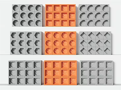 Modular Gray And Orange Geometric Patterned Building Components For Architectural Wall Panels 3d model
