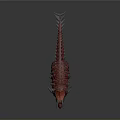 Red Triceratops Dinosaur Model With Black Horns And Spiked Back Structure