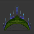 Green And Blue Paraglider Wing Structure With Support Frame And Decorative Design