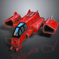 Red Sci Fi Spaceship Model With Cockpit Wings And Engines Design 3d model