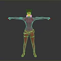 Red Catsuit Costume With Cat Ear Headpiece And Arms Outstretched Standing Pose