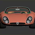 Pink Vintage Sports Car With Green Roof Gold Wheels And Streamlined Body