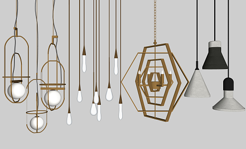 Light Luxury Chandelier Combination 3d model