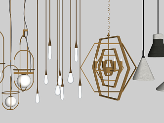 Light Luxury Chandelier Combination 3d model