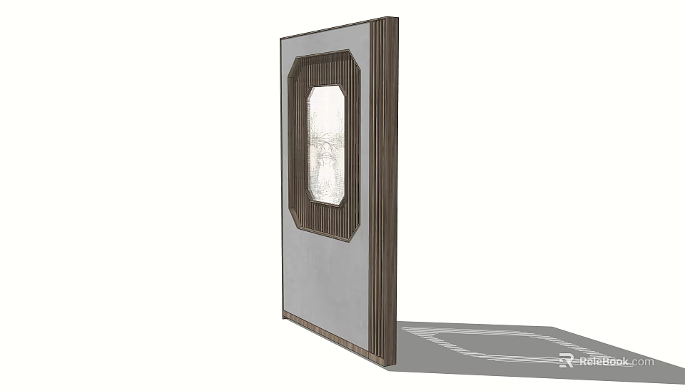 Modern Room Divider With Wooden Frame And Glass Panel For Interior Design 3d model 