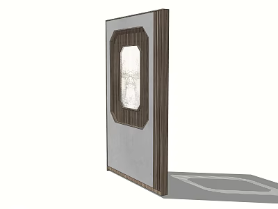 Modern Room Divider With Wooden Frame And Glass Panel For Interior Design 3d model