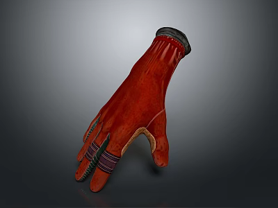 Red Glove With Textured Surface And Adjustable Straps For Daily Use And Comfort 3d model