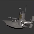 Modern Silver Metallic Submarine With Observation Tower And Structural Components Design 3d model