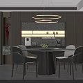 Modern Luxury Dining Table Set With Stylish Upholstered Chairs In Elegant Warm Home Dining Area