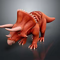 Detailed Orange Triceratops Dinosaur 3D Model with Spiked Frill and Horns