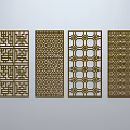 Chinese-style window grilles line silhouette pane window sill border engraved window edge strip construction 3d model
