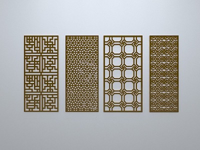 Chinese-style window grilles line silhouette pane window sill border engraved window edge strip construction 3d model