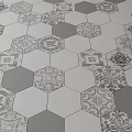 Decorative Background Wall With Hexagonal Tiles Intricate Patterns And Black White Gray Tones 3d model