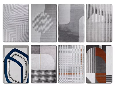 Stylish Square Rugs Featuring Geometric Patterns Abstract Lines And Neutral Tones 3d model
