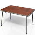 Vintage Industrial Style Table With Wooden Top Metal Edge And Metal Legs