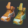 Orange And White High Top Sneakers With Modern Geometric Design And Stylish Sleek Texture