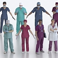 Doctors, nurses, attending doctors, surgeons, medical staff, medical staff, many people 3d model