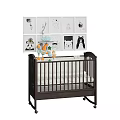 Stylish Dark Wooden Kids Bed With Headboard Wall Decorations And Soft Mattress