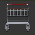 Stainless Steel Shopping Cart With Red Handle Two Baskets Bottom Tray And Wheels