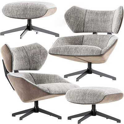 Modern High Back Office Chair In Gray Fabric With Ergonomic Swivel Base And Padded Seat 3d model