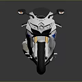 White And Blue Suzuki Sports Motorcycle With Black Seat Alloy Wheels And Sporty Design