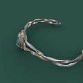 Classic Stylish Silver Bracelet With Twisted Design And Turquoise Gemstone Fashion Accessory