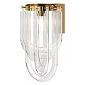 Elegant Modern Glass Wall Sconce With Gold Metal Frame And Transparent Layered Design