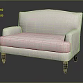 Elegant Light Pink Upholstered Sofa With Armrests And Dark Decorative Legs