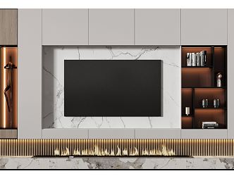 Modern TV background wall TV wall 3d model