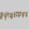 Modern Dining Chairs With Wooden Frame And Light Fabric Upholstery For Dining Table Set