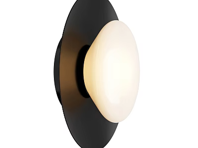 Modern Black Wall Lamp with White Frosted Glass Shade and Sleek Design 3d model
