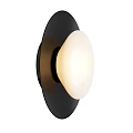 Modern Black Wall Lamp with White Frosted Glass Shade and Sleek Design